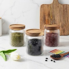 Ribbed glass storage jars with - glass,