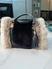 River Island large black / tan faux fur handbag