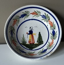 Vintage French Henriot Quimper Hand Painted Ceramic Bowl H5cm Diameter 16.5cm