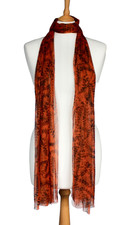 CLARISSA HULSE  Rust & Black FERN PATTERN Sheer SCARF Measures  132 x 210 cm