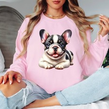 French Bulldog Puppy Womens Sweatshirt Cute Dog Graphic Ladies Jumper