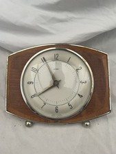 Vintage Metamec Mantel Table Clock Quartz Made In England Wood Brass