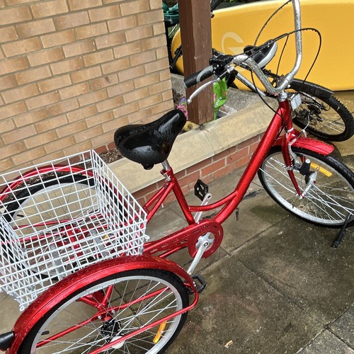Red metal adult tricycle - red,