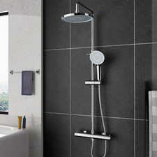Open Box Chrome Thermostatic Shower Mixer with Round Rainfall & Handheld Set