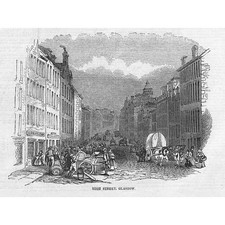 GLASGOW High Street - Antique Print 1847
