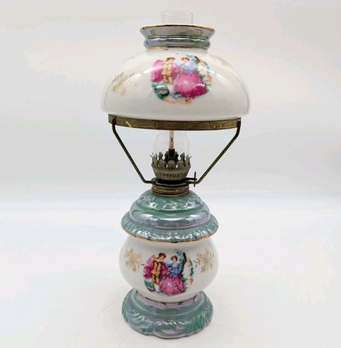 Antique oil lamp porcelain - antique,