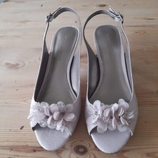 Jacques Vert Taupe Sling Back Shoes Wedding Size 37 - 4 WORN ONCE