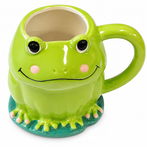 Green frog mug - mug, 3d
