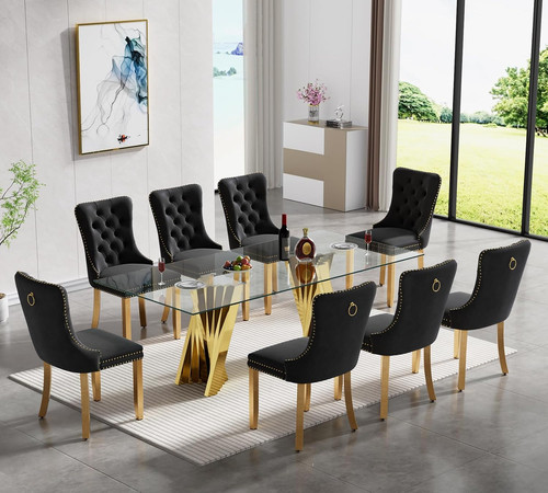 Piece glass dining table - glass,