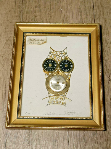 Framed owl collage clock - , and
