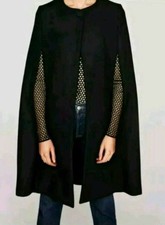 Zara Woman Cape Coat Black