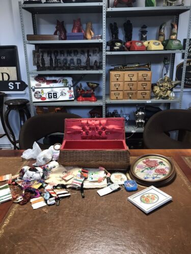 Vintage sewing box with - vintage,