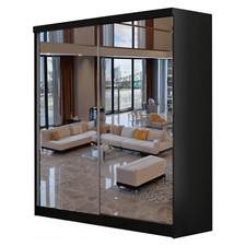 Wardrobe-Free Standing Sliding Double Mirror Door Wardrobe by ZIUSA