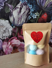 5 Mini Bath Bombs Marbles Chill Pills Vegan Kraft Bag Pouch Valentines Day Gift