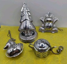 Small Collection Of Metal Tea Strainers Infusers Duck Frog Tree Teapot
