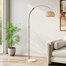 Floor Lamp Arc Tall Lamps Marble Base Bamboo Floor Lamp with Foot Switch Bedroom