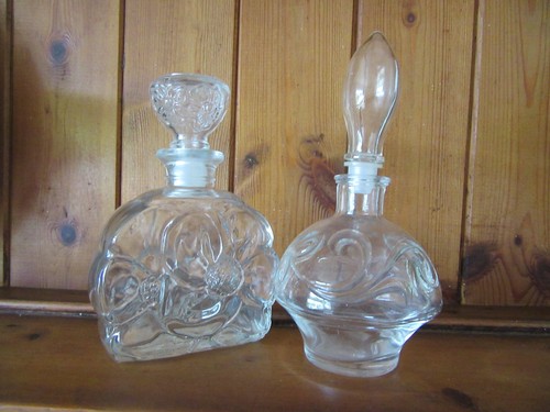 Vintage embossed glass perfume - embossed,