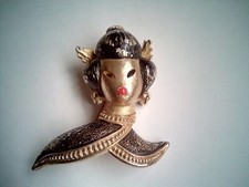 Vintage Sphinx Brooch Unusual Japanese lady brooch