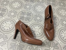 Jane Shelton caramel tan brown real leather ankle boots shoes heels 39 UK 6