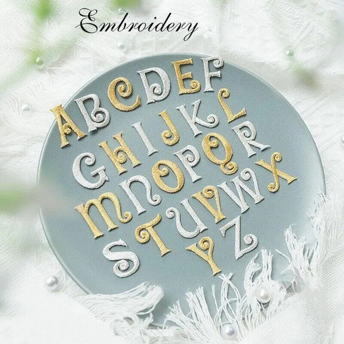 Silver gold letter patch - letter, 2.5cm