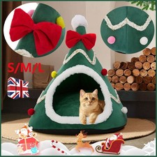 Pet Christmas Tree Dog Cat Beds Cave House Snug Cozy Plush Cats Kitten Igloo Bed