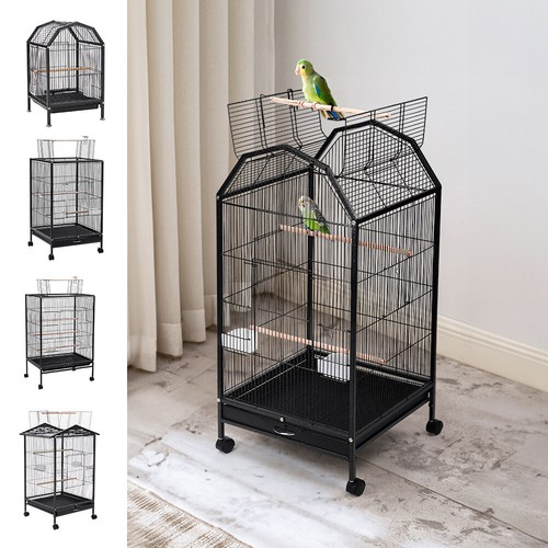 Open top parrot cage rolling - top,