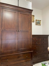 French Hardwood Mahogany Stained 2 Door 2 Drawer Gents Double Wardrobe 