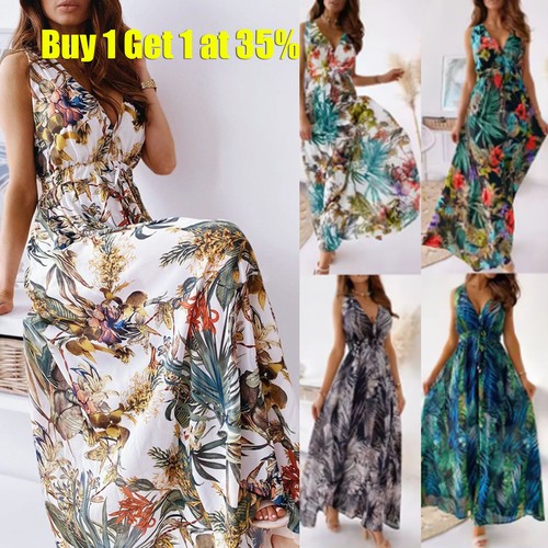 Women floral boho maxi dress - boho,