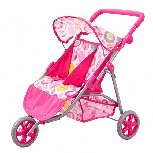 Twin dolls pink pram - pink, double