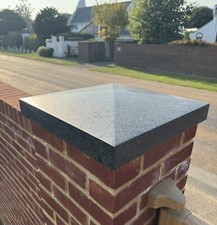 Pier Caps: Natural Black Granite 480x480mm Apex Brick Pier Caps - Delivered