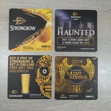 Strongbow Cider 4 x Vintage Beer Mats Pub Bar Coaster Breweriana