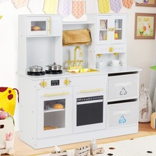 Children Wooden Play Kitchen-White