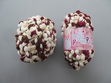 490g pale brown caramel burgundy white pom pom knitting wool yarn Crown Crest