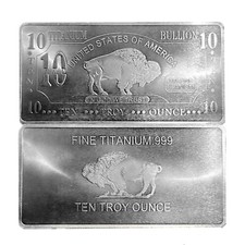 10 oz Titanium Bar Ingot Buffalo USA Ti Chemistry Element Ounces Bullion Gift