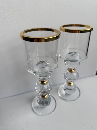 Glass candle holders set - glass, 2