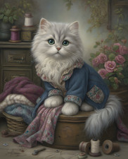 8x10 Cat Wearing A Blue Jacket
