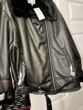 Black Faux Leather Fur Lined