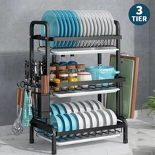 Tier dish drainer rack with - 3,