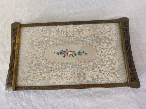 Vintage glass tray flower - glass,