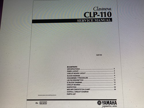 Yamaha clp 110 service - clp-110, manual