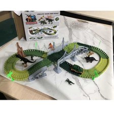 Dinosaur World Flexible Race Track Slot Car Play Game Toy Set Gift Kids 144Pcs