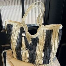Rattan Elegant Straw Woven Handbag Beach Bag Holiday Tote Bag Retro Shoulder Bag