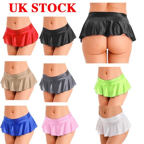 Womens glossy mini skirt - uk,
