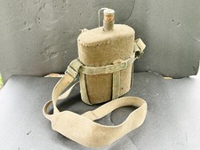 VINTAGE MILITARY WATER CANTEEN WITH WEBBING HOLDER BELT STRAP FLASK BOTTLE WATER