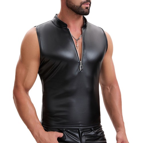 Mens leather tank tops - leather,