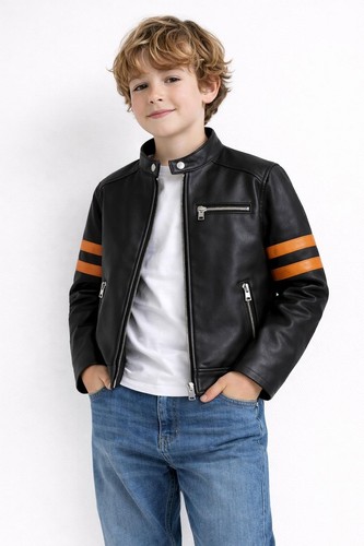 Boys real sheep leather jacket - sheep,