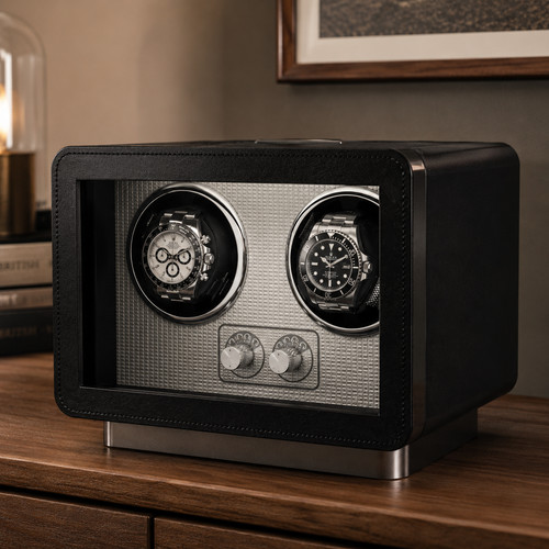 Black double automatic watch - black,