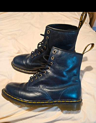 Martens blue leather ankle - blue,