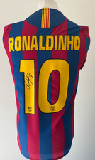 Signed RONALDINHO Shirt -Barcelona Retro -EXACT PROOF/COA- Brazil Milan PSG