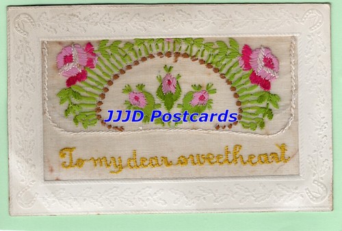 Embroidered silk postcard to - embroidered,